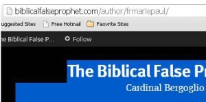 Ooops. At the start of Bruce Sabalaskey's incarnation as "Remnant Clergy" hosting the website The Biblical False Prophet, his address line revealed his former identity as Marie-Paul, advocate of Maria Divine Mercy.